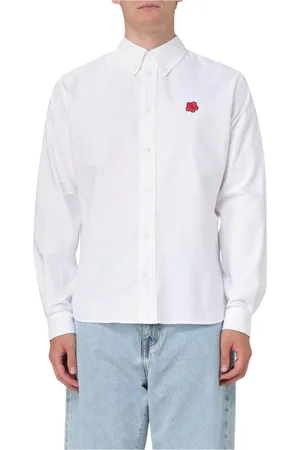 Kenzo Skjorte, Herre, Hvid, XL, Blomstret langærmet skjorte