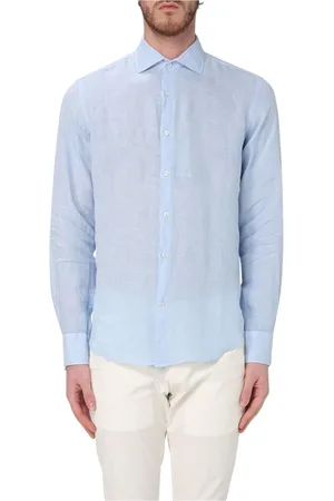 Paul & Shark Skjorte, Herre, Blå, L, Linned, Casual Linned Skjorte Langærmet
