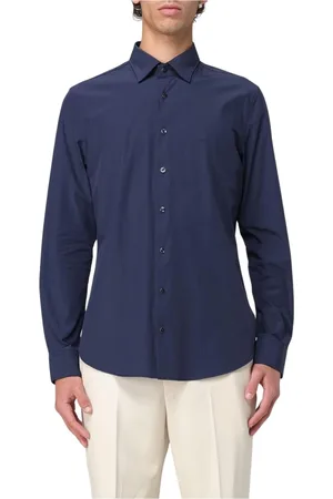 Michael Kors Skjorte, Herre, Blå, L, Uld, Blå Casual Button-Up Skjorte