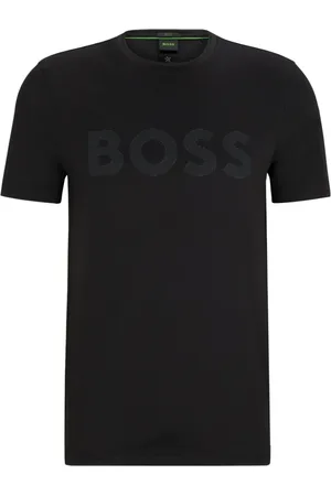 HUGO BOSS Top, Herre, Sort, 3XL, Polyester, Reflekterende Logo T-shirt