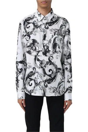 VERSACE Skjorte, Herre, Flerfarvet, XL, Bomuld, Barok Print Skjorte til Mænd