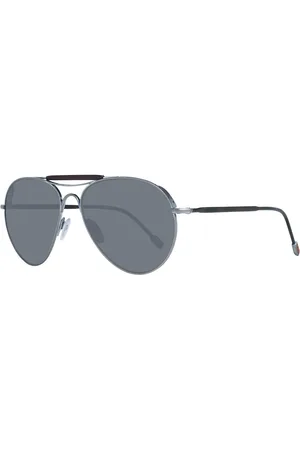 Ermenegildo Zegna Tilbehør, Herre, Sort, ONE SIZE, Uld, Guld Aviator Solbriller Gradient Linse