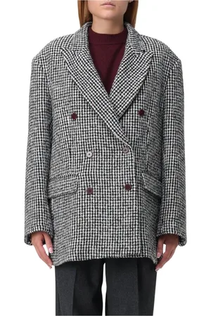 ALYSI Jakke, Dame, Sort, S, Uld, Elegant DoubleBreasted Coat i Sort