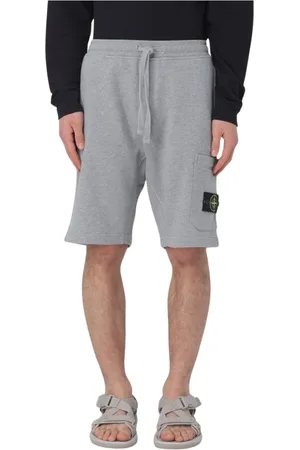Stone Island Shorts, Herre, Grå, L, Uld, Cargo Pocket Sweatpants Stilfulde Sorte Bukser