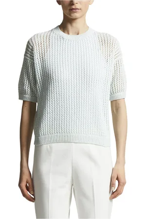 PESERICO SIGN Strik, Dame, Grøn, 2XS, Bomuld, Bomuldscordonnet sweater med palietter