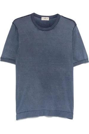 IRISH CRONE Top, Herre, Blå, L, Bomuld, Blå Bomuldst-shirt til mænd