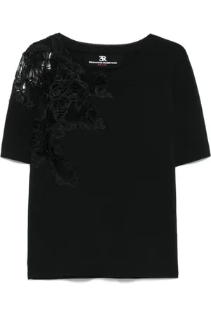 ERMANNO SCERVINO Top, Dame, Sort, L, Sort Crew Neck T-shirts og Polos