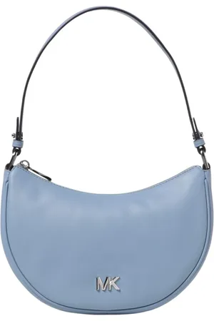 Michael Kors Taske, Dame, Blå, ONE SIZE, Uld, Elegant Læderhåndtaske med Guld Accenter