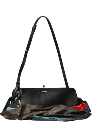 Jil Sander Taske, Dame, Sort, ONE SIZE, Uld, Sort Skuldertaske med Tørklæde