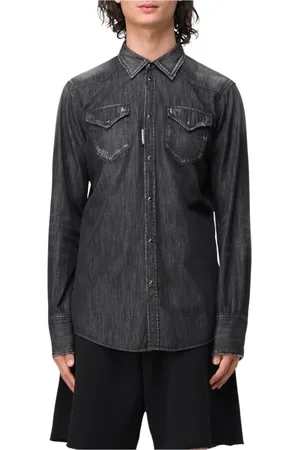 Dsquared2 Skjorte, Herre, Sort, M, Denim, Klassisk Westernstyle Denim Skjorte