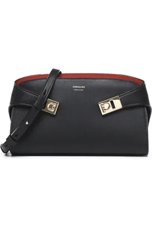 Salvatore Ferragamo Taske, Dame, Sort, ONE SIZE, Uld, Sort Kalveskind Skuldertaske