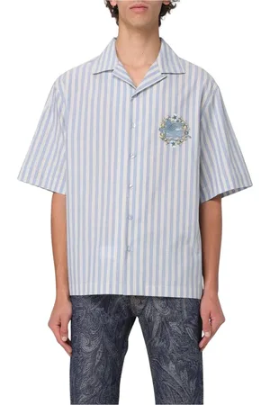 Etro Skjorte, Herre, Flerfarvet, S, Bomuld, Farverig Stribet Skjorte med Logo