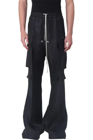 Rick Owens Bukser, Herre, Sort, L, Luksus Sort Tapered Elastiske Bukser