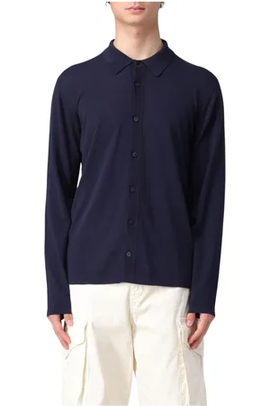 Roberto Collina Skjorte, Herre, Blå, 2XL, Uld, Merino Wool Polo Sweater