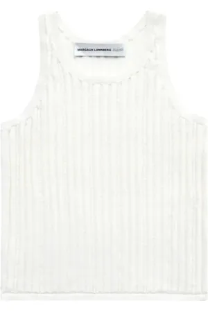 MARGAUX LONNBERG Top, Dame, Hvid, XS, Bomuld, Hvid Strik Tank Top Marcel