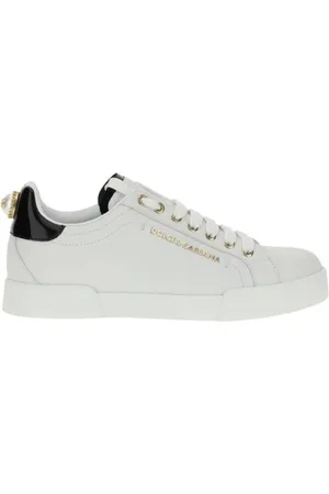 Dolce & Gabbana Sko, Dame, Hvid, 41 EU, Læder, Perledetalje Læder Sneakers