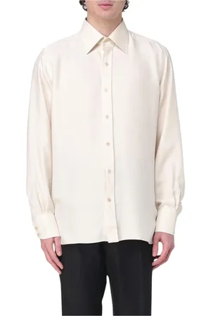 Tom Ford Skjorte, Herre, Hvid, 2XL, Silkekjoleskjorte