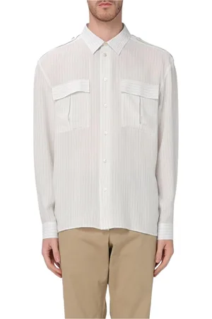 Saint Laurent Skjorte, Herre, , M, Stribet Silke Casual Skjorte