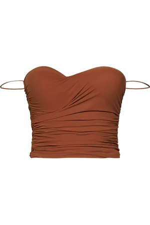 Amazuìn Top, Dame, Brun, ONE SIZE, Brun Draperet Bustier Top