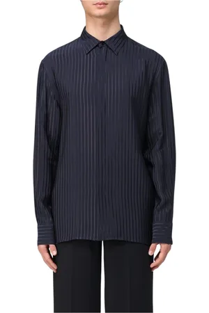 Saint Laurent Skjorte, Herre, Blå, XL, Stribet silkeskjorte