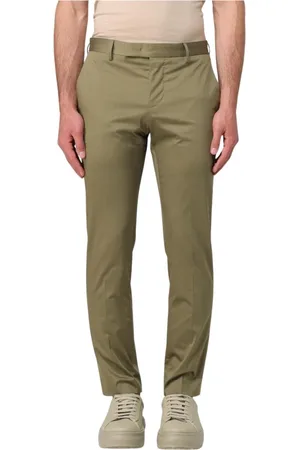 PT Torino Bukser, Herre, Grøn, L, Bomuld, Slim Fit Mudfarvet Chinos