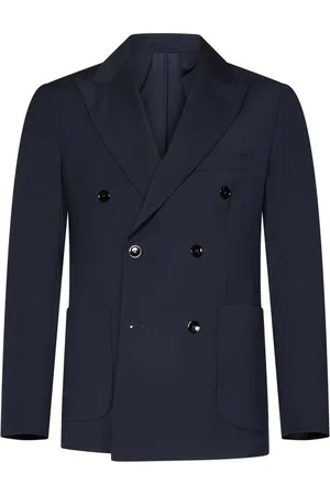 MICHAEL COAL Jakke, Herre, Blå, L, Uld, Marineblå Dobbeltbrystet Blazer