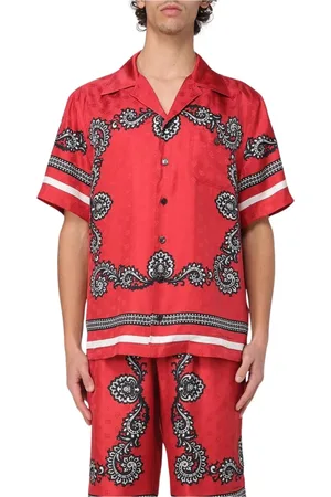 Dolce & Gabbana Skjorte, Herre, Rød, XL, Luksus Paisley Silkeskjorte