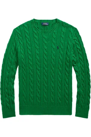 Ralph Lauren Strik, Herre, Grøn, XL, Bomuld, Athletic Cable-Knit Sweatshirt