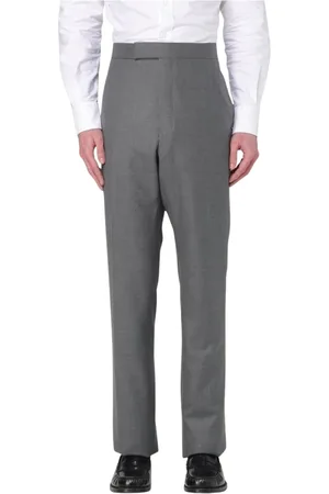 Thom Browne Bukser, Herre, Grå, 2XL, Uld, Grå Straight-Leg Bukser