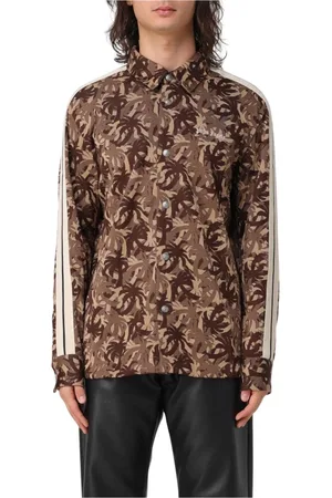 Palm Angels Skjorte, Herre, Flerfarvet, XL, Uld, Stilfuld Palm Tree Print Skjorte