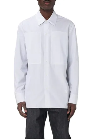 Jil Sander Skjorte, Herre, Hvid, 2XL, Bomuld, Multifarvet Stribet Bomuldsskjorte