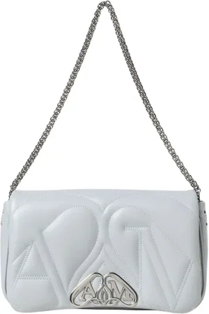 Alexander McQueen Taske, Dame, Blå, ONE SIZE, Uld, Quiltet Monogram Skuldertaske