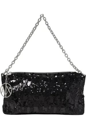 Armani Exchange Taske, Dame, Sort, ONE SIZE, Uld, Sort Paillet Kæde Aften Clutch Taske