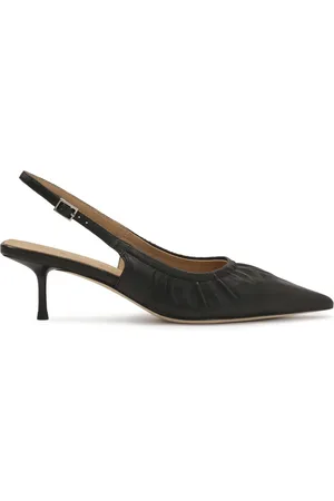 Kazar Sko, Dame, Sort, 39 EU, Læder, Sorte slingback pumps med rynket overdel