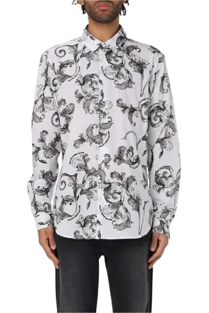 VERSACE Skjorte, Herre, Hvid, XL, Bomuld, Barok Print Skjorte