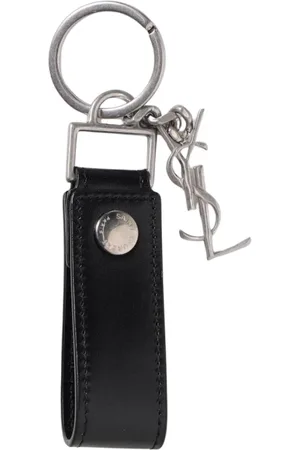 Saint Laurent Tilbehør, Herre, Sort, ONE SIZE, Læder, YSL Logo Læder Nøglering