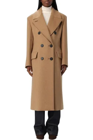 Max Mara Frakke, Dame, Brun, 3XS, Elegant Camel Hair Maxi Coat