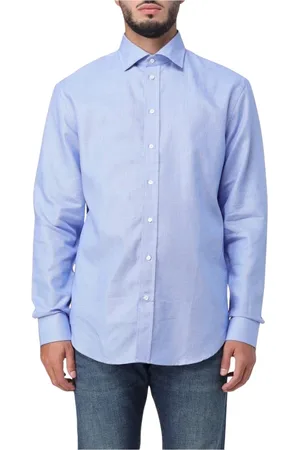 Emporio Armani Skjorte, Herre, Blå, M, Bomuld, Blå Jacquard Bomuldsskjorte
