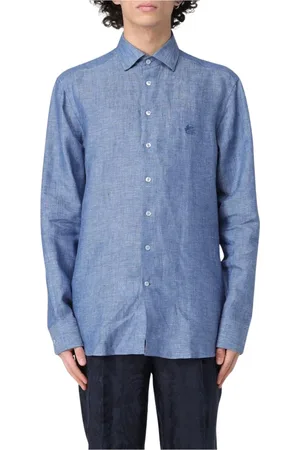 Etro Skjorte, Herre, Blå, 4XL, Klassisk Hvid Langærmet Skjorte