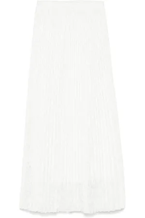 ERMANNO SCERVINO Nederdel, Dame, Hvid, 2XS, Uld, Hvid Plisseret Nederdel med Elastisk Talje