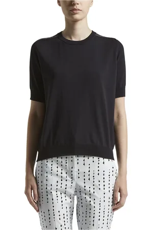 PESERICO SIGN Strik, Dame, Blå, XS, Bomuld, Ren bomuld crepe trikot sweater