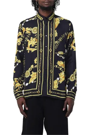 VERSACE Skjorte, Herre, Flerfarvet, S, Uld, Barok Print Silkeskjorte