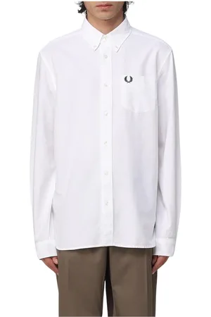 Fred Perry Skjorte, Herre, Hvid, L, Bomuld, Klassisk Oxford-skjorte i Gnawed Blue