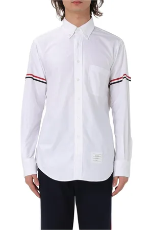 Thom Browne Skjorte, Herre, Hvid, 2XL, Bomuld, Hvid Oxford Skjorte med 4Bar Manchet