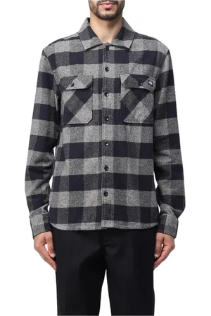 Dickies Skjorte, Herre, Grå, XL, Bomuld, Ternede Flannel Skjorte Langærmet