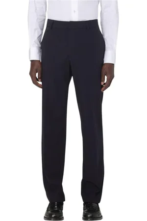 Emporio Armani Bukser, Herre, Blå, XL, Marineblå Straight-Leg Dress Bukser