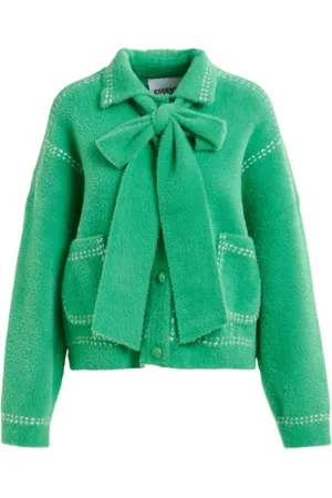 Essentiel Antwerp Strik, Dame, Grøn, M, Uld, Kontraststing Oversized Cardigan med Tørklæde