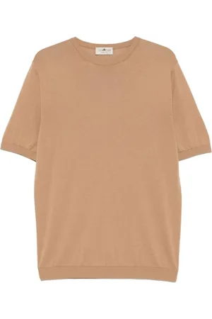 IRISH CRONE Strik, Herre, Brun, L, Bomuld, Klassisk Polo T-shirt Cammello Ss25