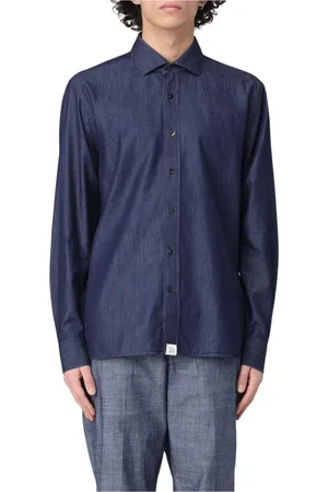 Peuterey Skjorte, Herre, Blå, L, Denim, Blå Denim Skjorte til Mænd