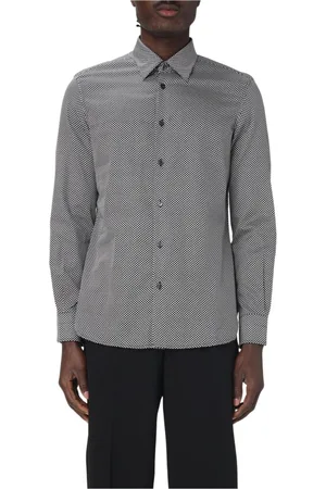 Emporio Armani Skjorte, Herre, Blå, L, Bomuld, Geometrisk Print Skjorte